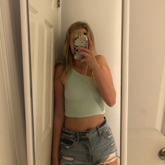 Teal ruched one shoulder top from pacsun! NWT - Picture 2 of 2